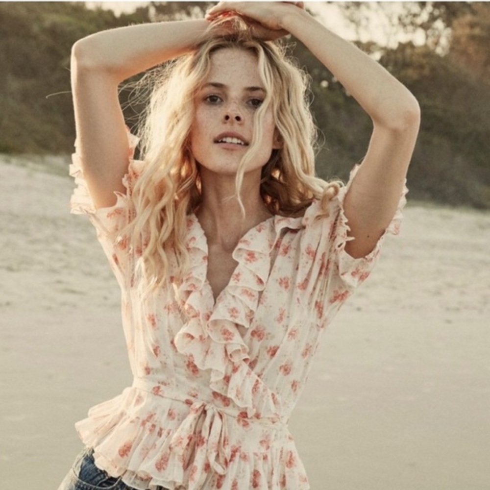 Dôen Viola Top White Poppy Print Size Small